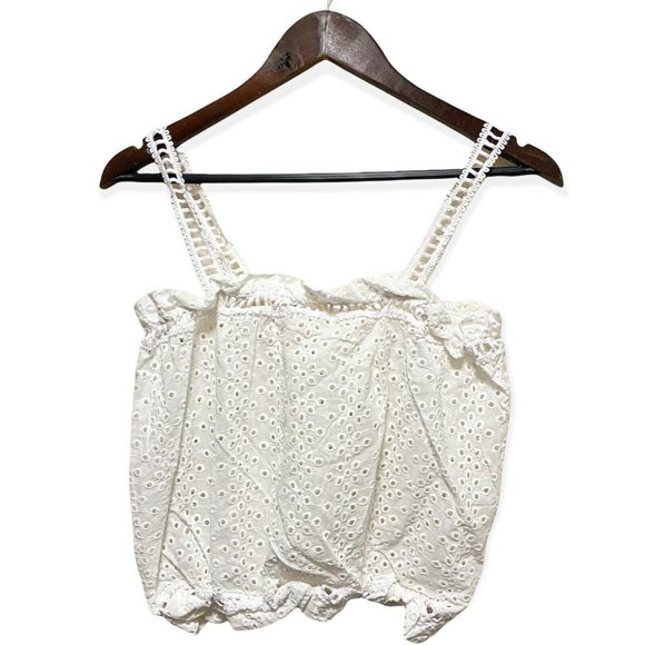 Elan Womens M Elastic Hem And Neckline Sleeveless Crochet Strap Breathable White - Picture 2 of 8